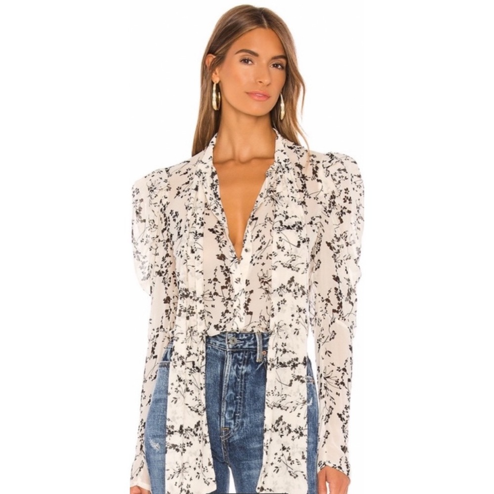 Bardot Allison Floral Puff Sleeve Blouse size xs